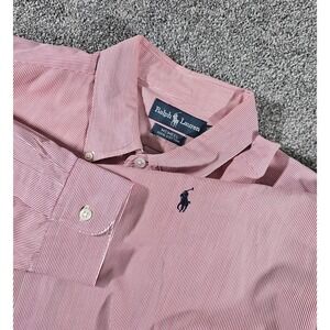 Ralph Lauren McMeel Shirt Men XL Red Micro Stripe Button-down Long Sleeve